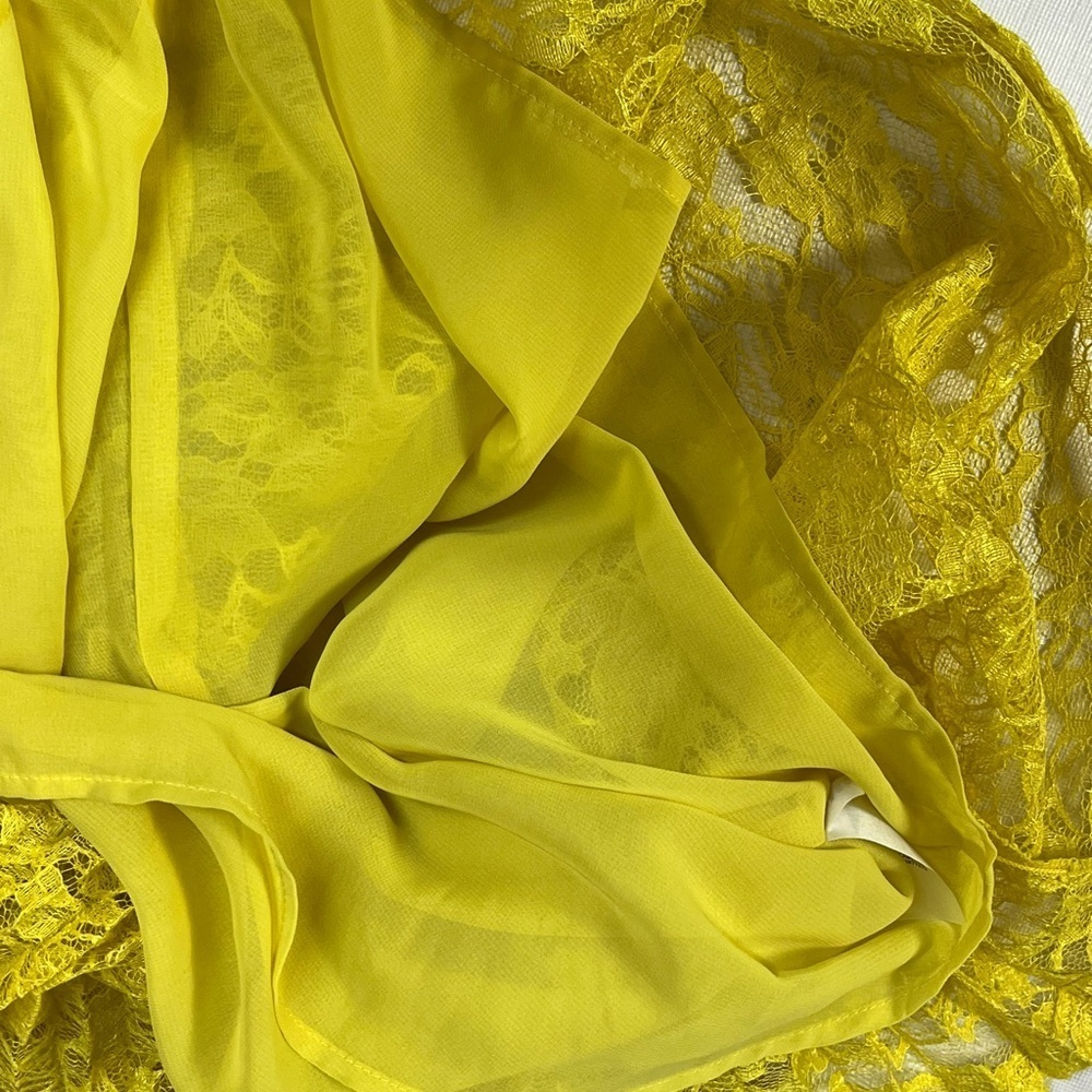 Ann Taylor Yellow Lace Overlay Pleated Front Spaghetti Strap Lined Top sz XS NWT - Picture 11 of 11